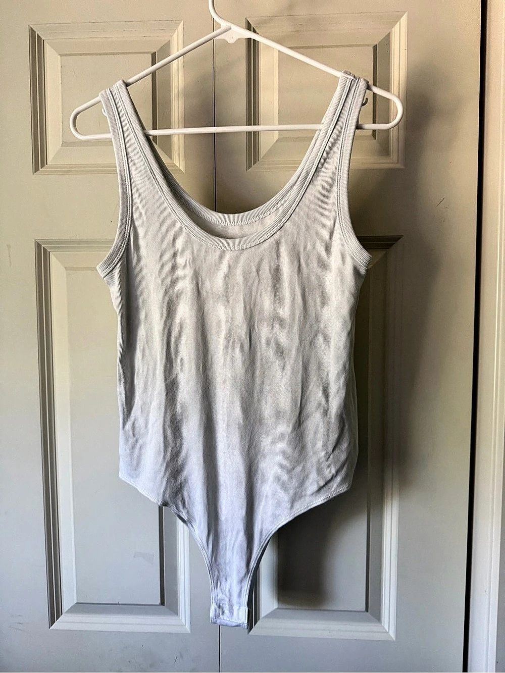 a new day Ribbed Scoop Neck Tank Bodysuit White Large